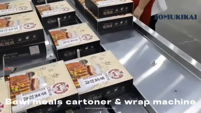 Skålmatkartoner och krympplastmaskin